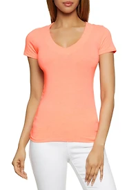 Solid V Neck Tee