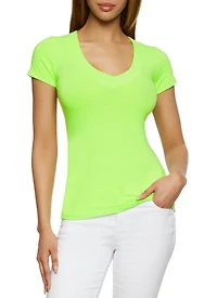 Solid V Neck Tee