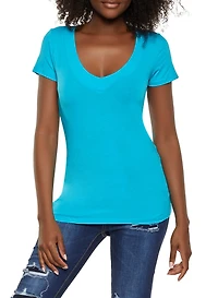 Solid V Neck Tee
