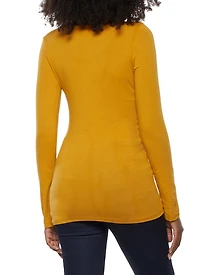 Womens Solid Long Sleeve Tee, Yellow, Size S