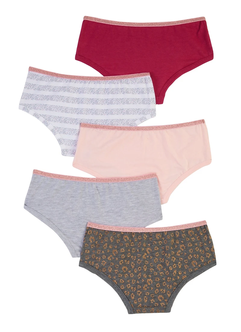 Girls Set of 5 Leopard Print Panties