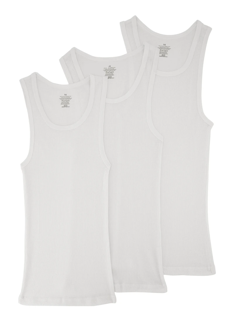 Boys 3 Pack Solid Ribbed Knit Tank Tops