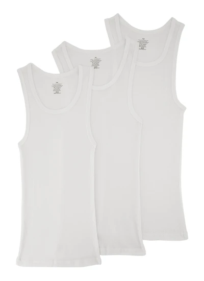 Boys 3 Pack Solid Ribbed Knit Tank Tops