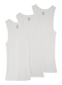 Boys 3 Pack Solid Ribbed Knit Tank Tops