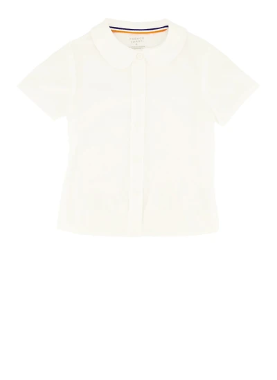 French Toast Girls 4-6x Peter Pan Collar Button Front Shirt, White, Size 5