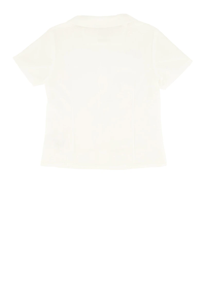 French Toast Girls 4-6x Peter Pan Collar Button Front Shirt, White, Size 6