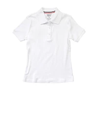 French Toast Girls 4-6x Short Sleeve Picot Collar Polo Shirt, White, Size XS