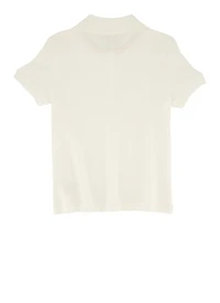 French Toast Girls 4-6x Picot Collar Interlock Polo Shirt, White, Size 4-5
