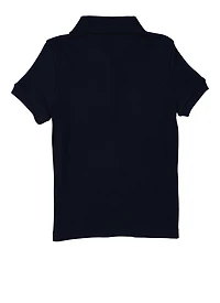 French Toast Girls 4-6x Short Sleeve Picot Trim Polo Shirt, Blue, Size 4-5