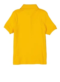 French Toast Girls 4-6x Solid Short Sleeve Interlock Polo Shirt, Yellow, Size 6-6X