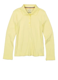 French Toast Girls 4-6x Interlock Long Sleeve Polo, Yellow, Size 4-5