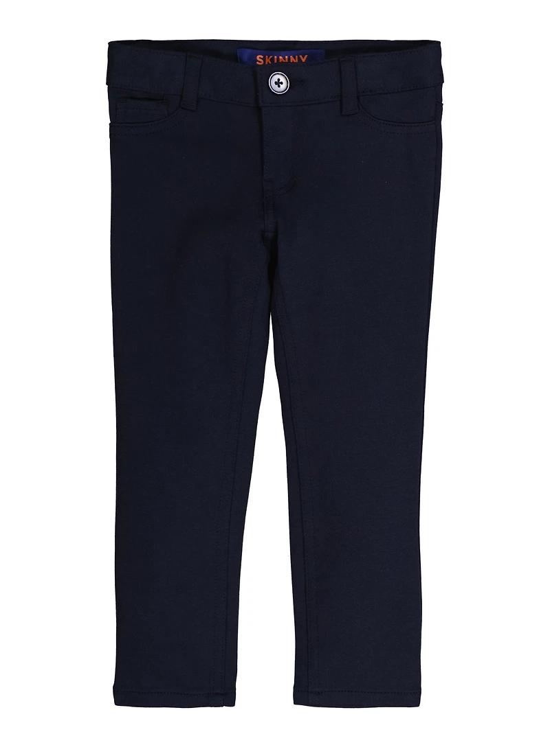 Girls 4-6x Adjustable Waist Skinny Leg Pants, Blue,