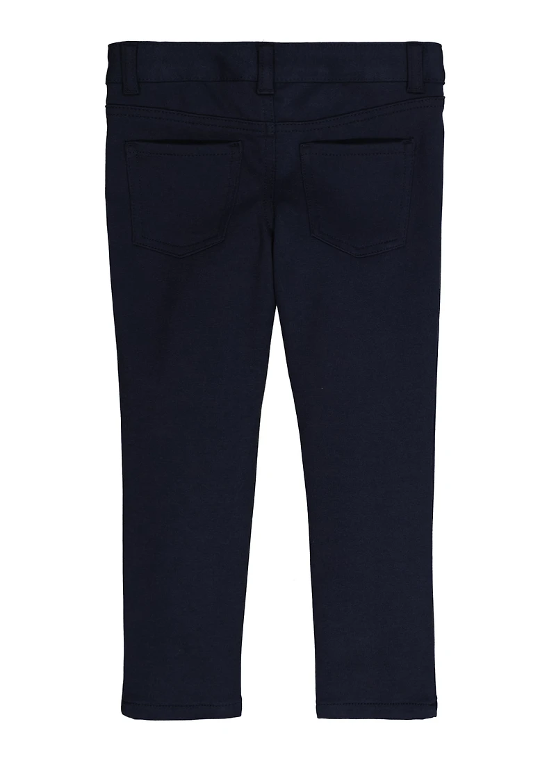 Girls 4-6x Adjustable Waist Skinny Leg Pants, Blue,