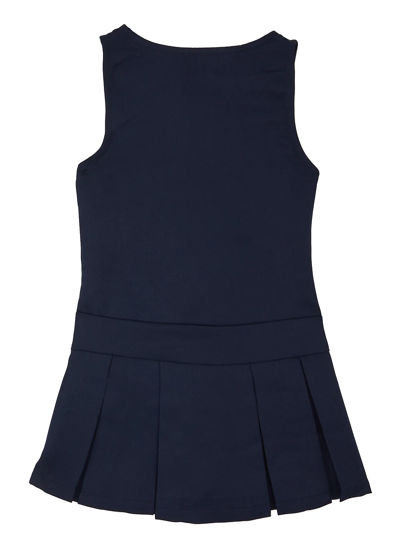 French Toast Girls 4-6x Heart Zipper Pleated Jumper, Blue, Size 4