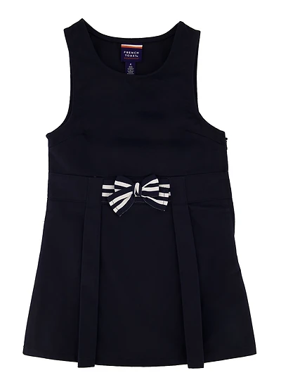 French Toast Girls 4-6x Bow Front Solid Jumper, Blue, Size 6X