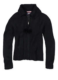 French Toast Girls 4-6x Pom Zip Up Sweater