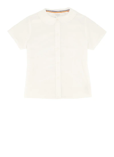 French Toast Girls 7-14 Solid Peter Pan Collar Shirt, White, Size 10