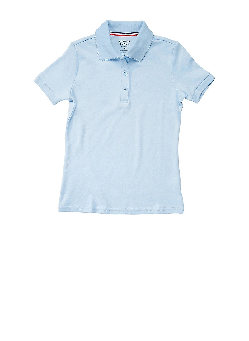 French Toast Girls 7-16 Picot Collar Short Sleeve Polo Shirt