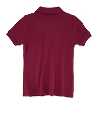 French Toast Girls 7-16 Interlock Knit Short Sleeve Polo Shirt, Burgundy, Size 7-8