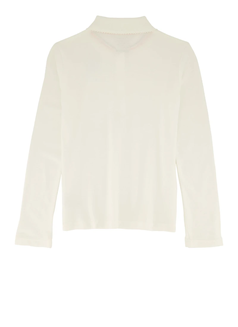 French Toast Girls 7-16 Picot Collar Long Sleeve Polo Shirt