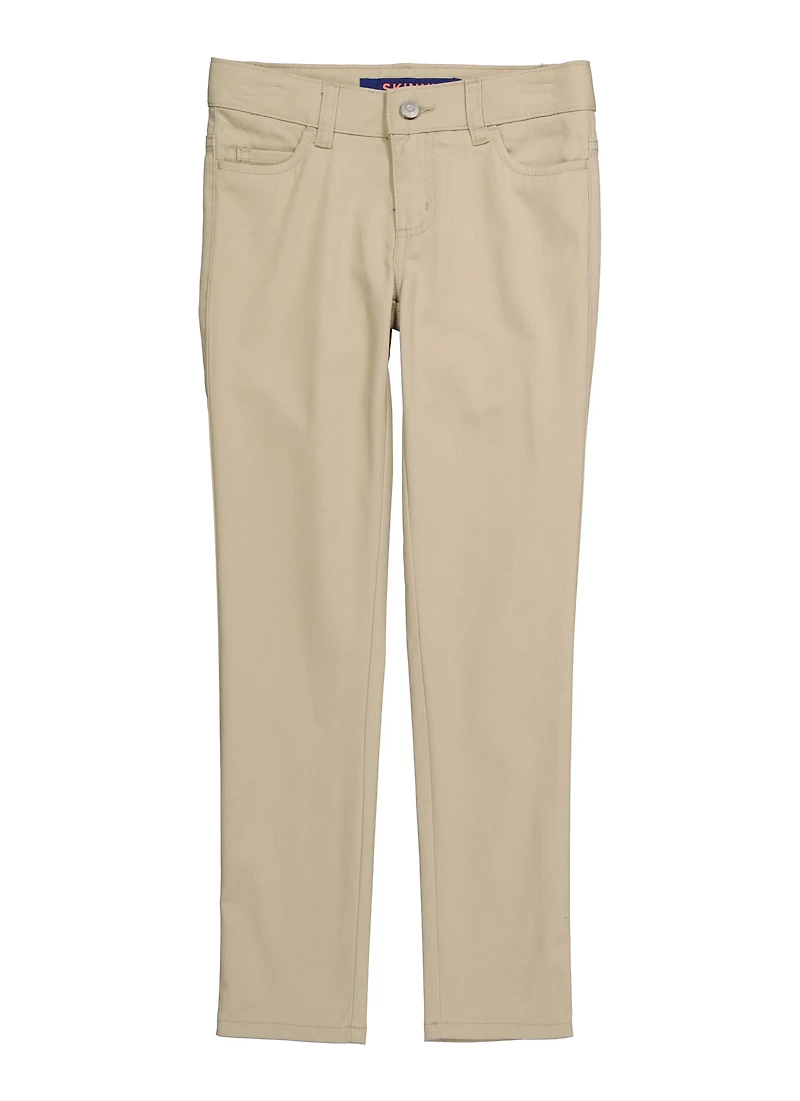 French Toast Girls 7-16 5 Pocket Skinny Pants, Khaki, Size 8