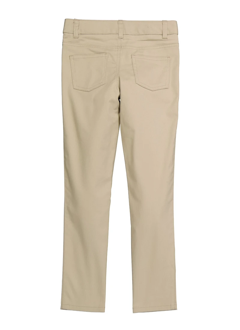 French Toast Girls 7-16 5 Pocket Skinny Pants, Khaki, Size 8