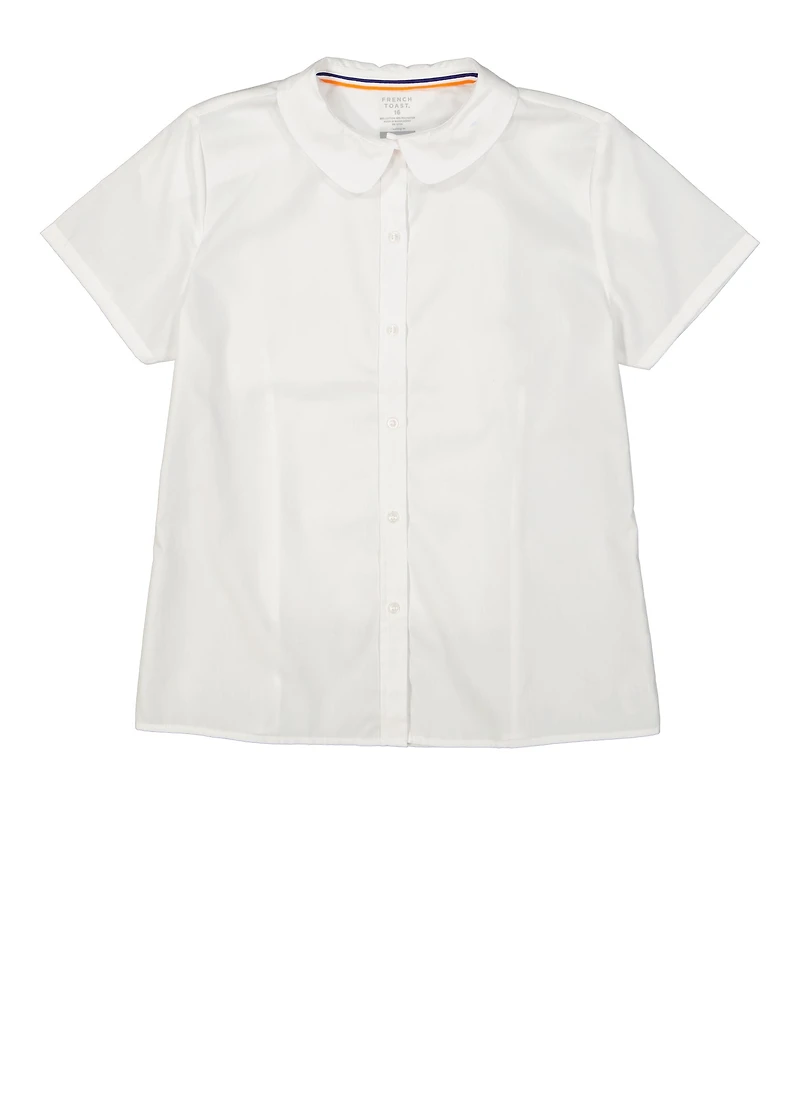 French Toast Girls 16-20 Peter Pan Collar Shirt, White, Size 16