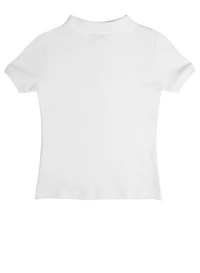 French Toast Girls 16-20 Short Sleeve Picot Collar Polo Shirt, White, Size 16