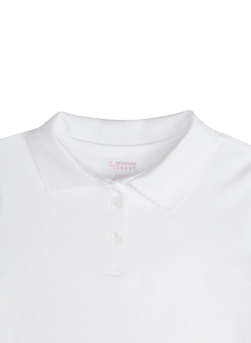 French Toast Girls 16-20 Short Sleeve Picot Collar Polo Shirt, White, Size 16