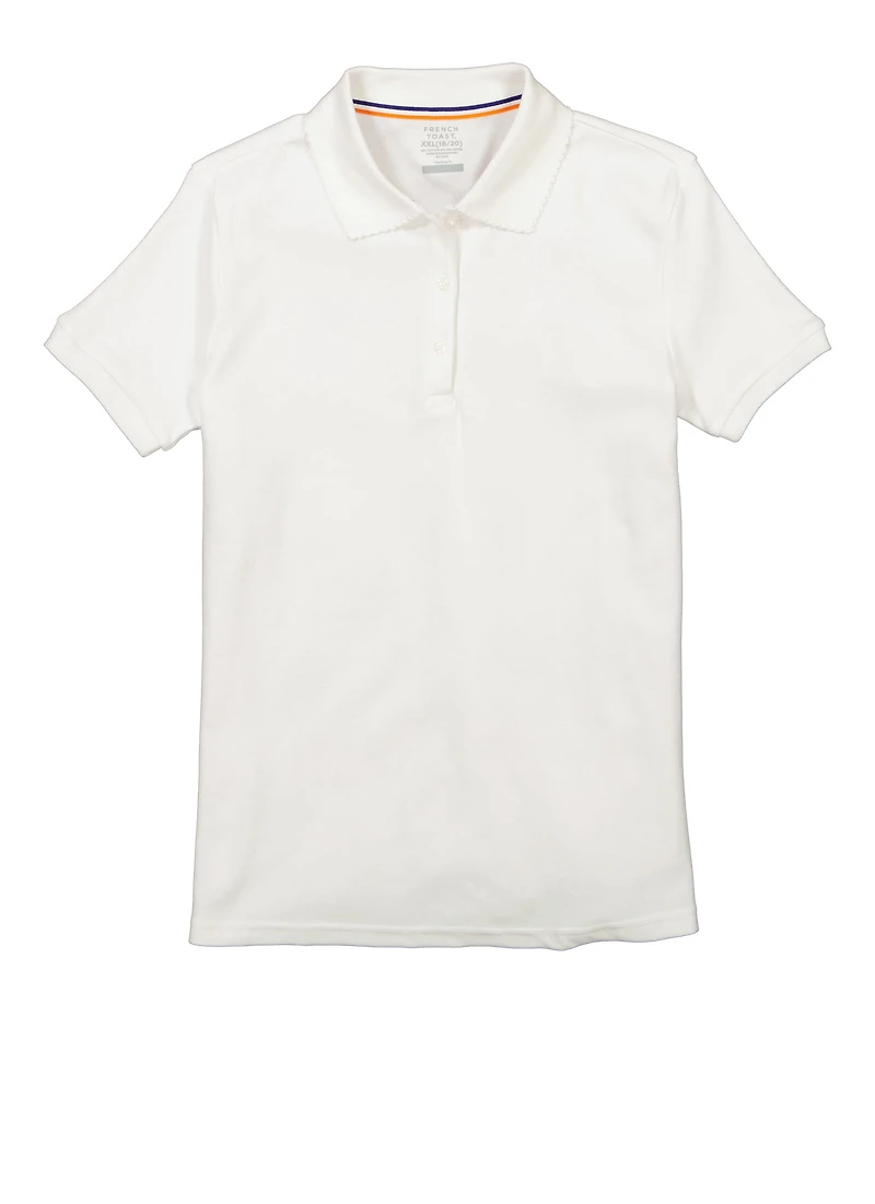 French Toast Girls 18-20 Short Sleeve Picot Collar Polo Shirt