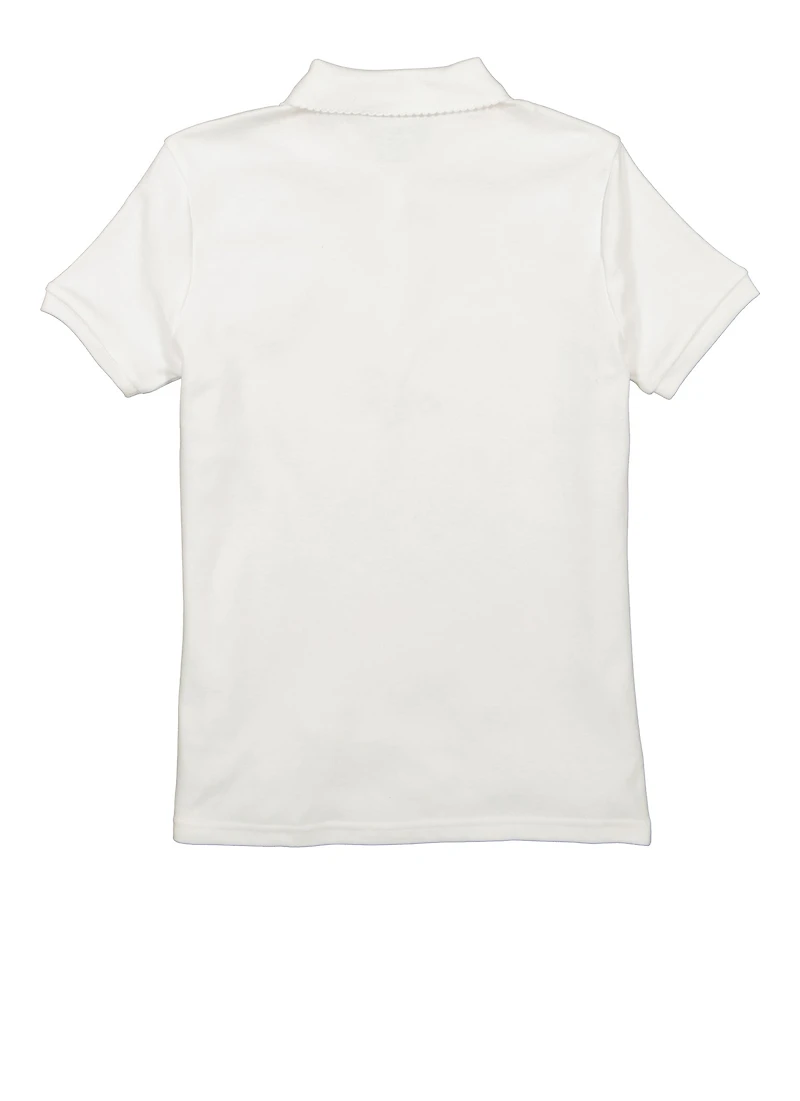 French Toast Girls 18-20 Short Sleeve Picot Collar Polo Shirt