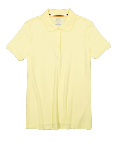 French Toast Girls 18-20 Solid Short Sleeve Interlock Polo Shirt, Yellow, Size 18-20