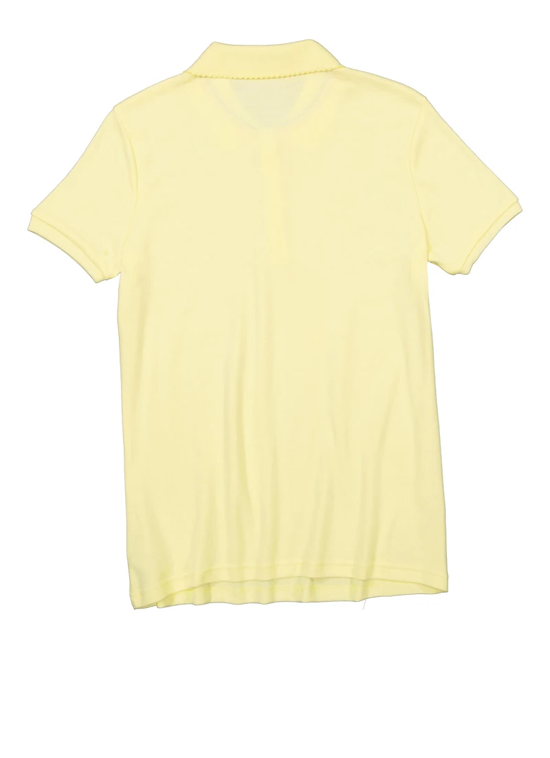French Toast Girls 18-20 Solid Short Sleeve Interlock Polo Shirt, Yellow, Size 18-20