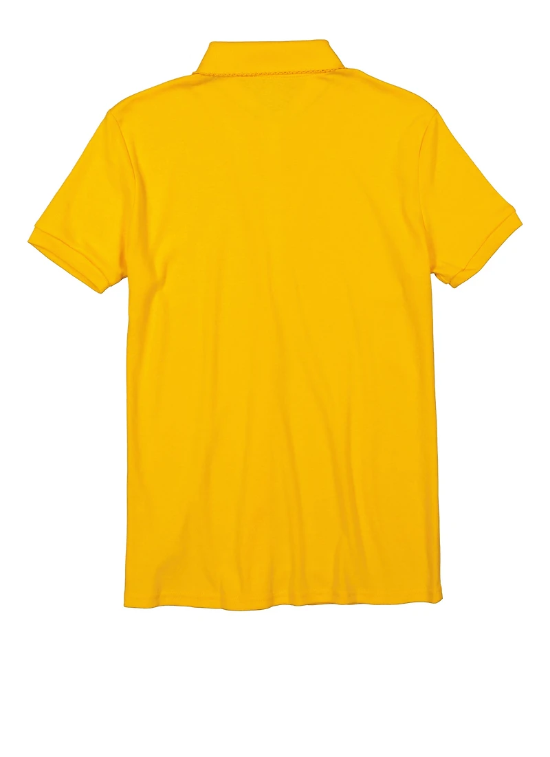 French Toast Girls 16-20 Interlock Polo Shirt, Yellow, Size 18-20