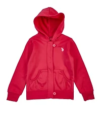 US Polo Girls 7-16 Hooded Zip Sweatshirt, Pink, Size 7-8