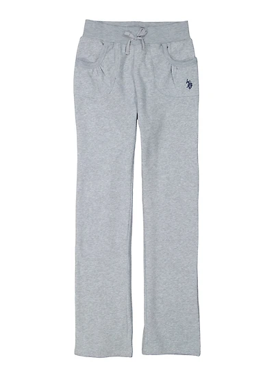 US Polo Girls 7-16 Gym Sweatpants, Grey, Size 7-8