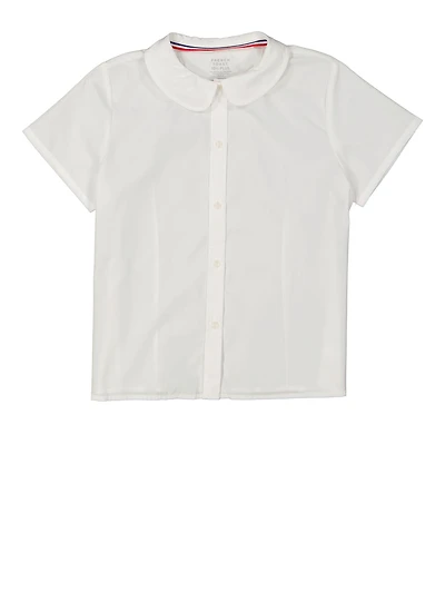 French Toast Girls Plus Size 10.5-20.5 Peter Pan Collar Shirt, White, Size 20.5