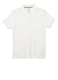 French Toast Girls Plus Size 10.5-20.5 Solid Picot Collar Polo, White, Size 18-20P