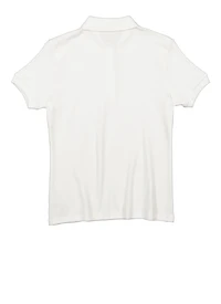 French Toast Girls Plus Size 10.5-20.5 Solid Picot Collar Polo, White, Size 18-20P