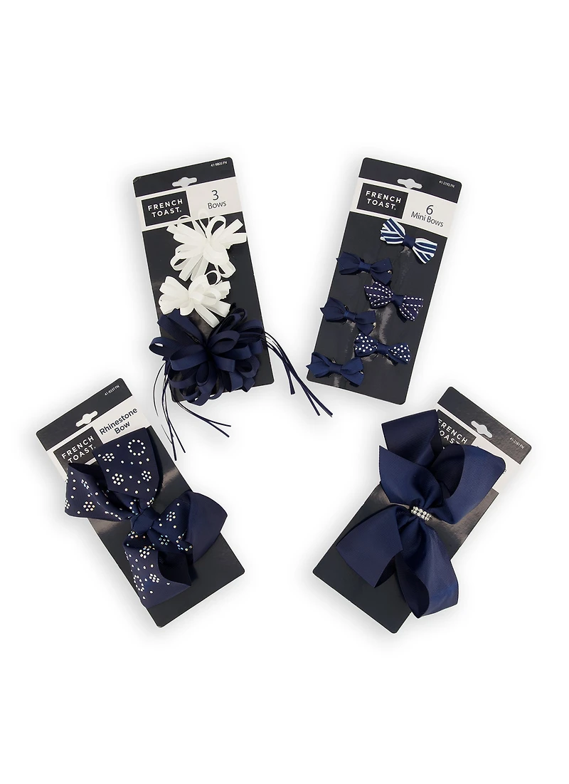 French Toast Girls 4 Pack Assorted Bow Clips