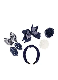 French Toast Girls 4 Pack Hair Clips and Knot Headband, Blue