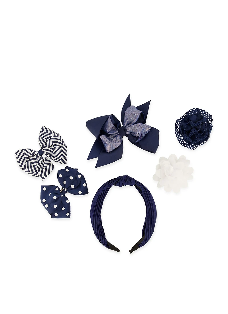 French Toast Girls 4 Pack Hair Clips and Knot Headband