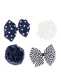 French Toast Girls 4 Pack Hair Clips and Knot Headband, Blue