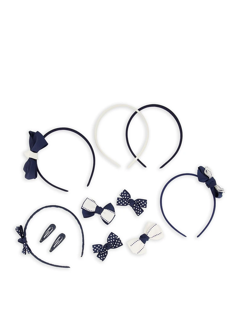 French Toast Girls 3 Pack Assorted Headbands and Bow Clips