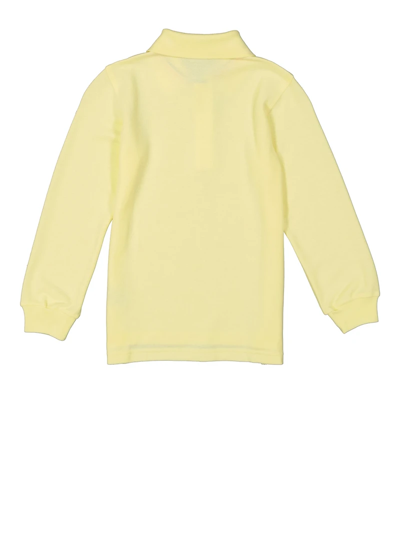 French Toast Boys 4-7 Long Sleeve Polo, Yellow, Size 4-5