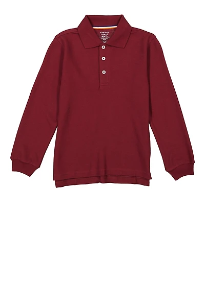 French Toast Boys 4-7 Long Sleeve Solid Polo Shirt, Burgundy, Size 6-7
