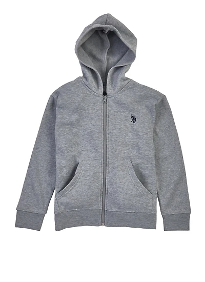 US Polo Boys 4-7 Marled Hooded Zip Sweatshirt