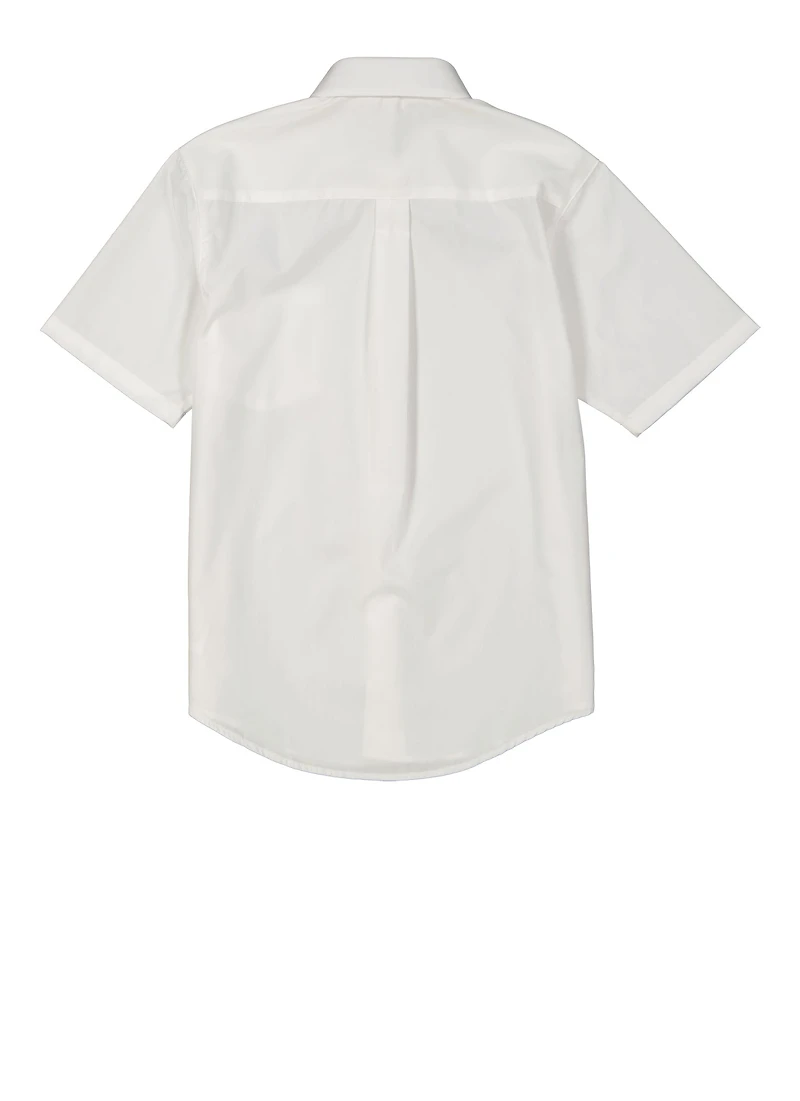 French Toast Boys 8-16 Short Sleeve Shirt, White, Size 12
