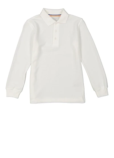 French Toast Boys 8-16 3 Button Long Sleeve Pique Polo