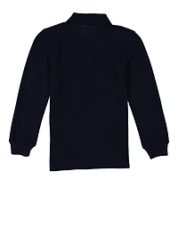 French Toast Boys 8-16 Long Sleeve Solid Pique Polo, Blue, Size 14-16